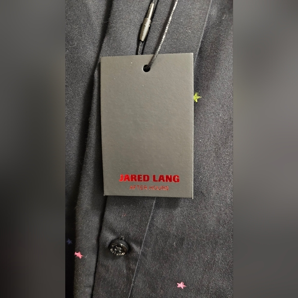 Jared Lang After Hours Star Print Button Down Shirt Black Men's Size Medium - Picture 9 of 10